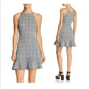 AQUA Glen Plaid Flounce-hem Dress